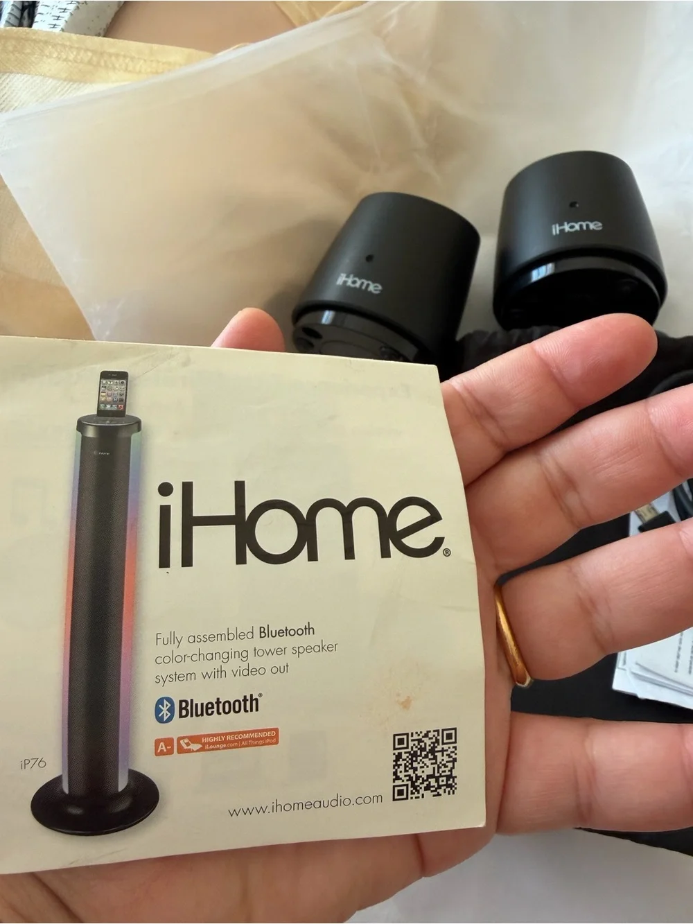iHome IHm62 GlowTunes Portable Bluetooth Speakers - Black